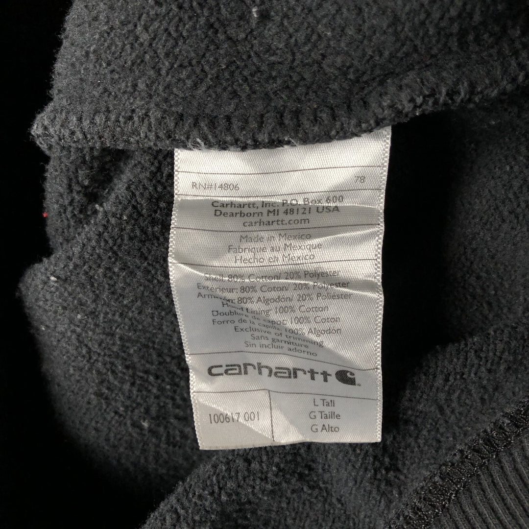 Carhartt ORIGINAL FIT sweatshirt half zip hoodie, men's size L cotton Charcoal Vintage Second Hand