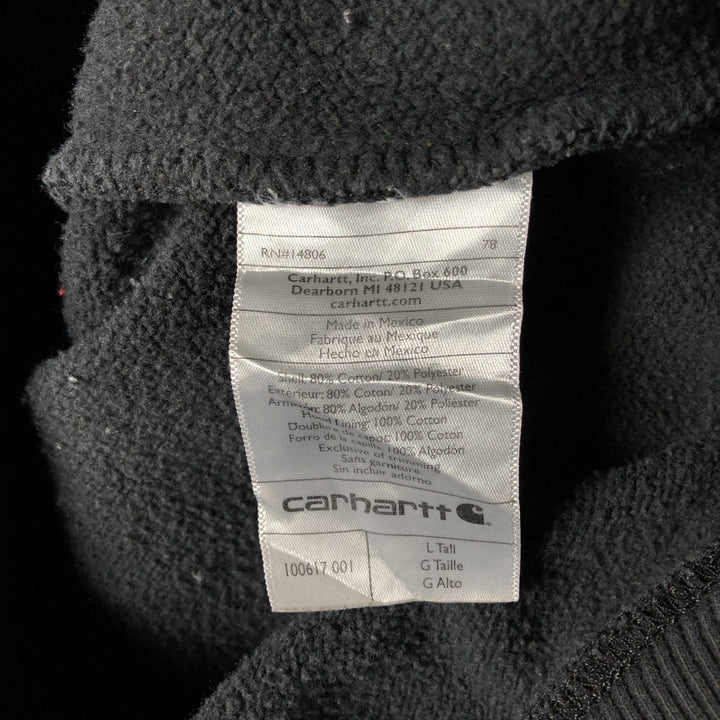 Carhartt ORIGINAL FIT sweatshirt half zip hoodie, men's size L cotton Charcoal Vintage Second Hand