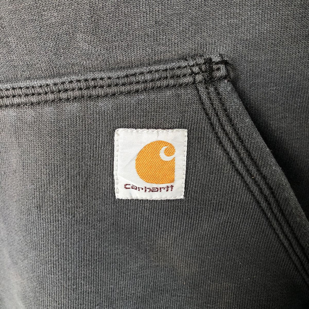 Carhartt ORIGINAL FIT sweatshirt half zip hoodie, men's size L cotton Charcoal Vintage Second Hand