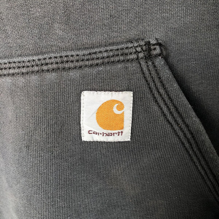 Carhartt ORIGINAL FIT sweatshirt half zip hoodie, men's size L cotton Charcoal Vintage Second Hand