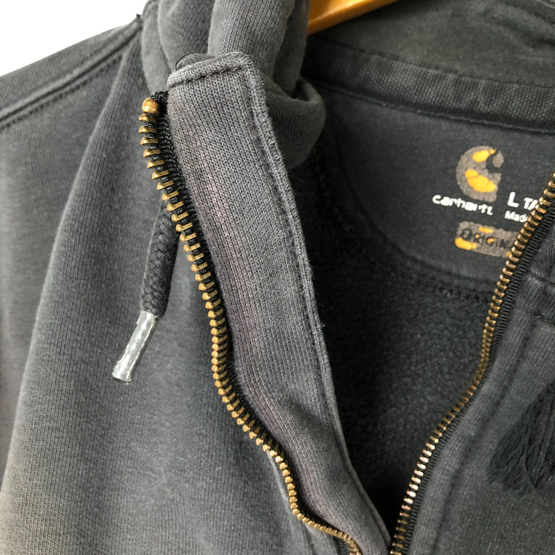 Carhartt ORIGINAL FIT sweatshirt half zip hoodie, men's size L cotton Charcoal Vintage Second Hand