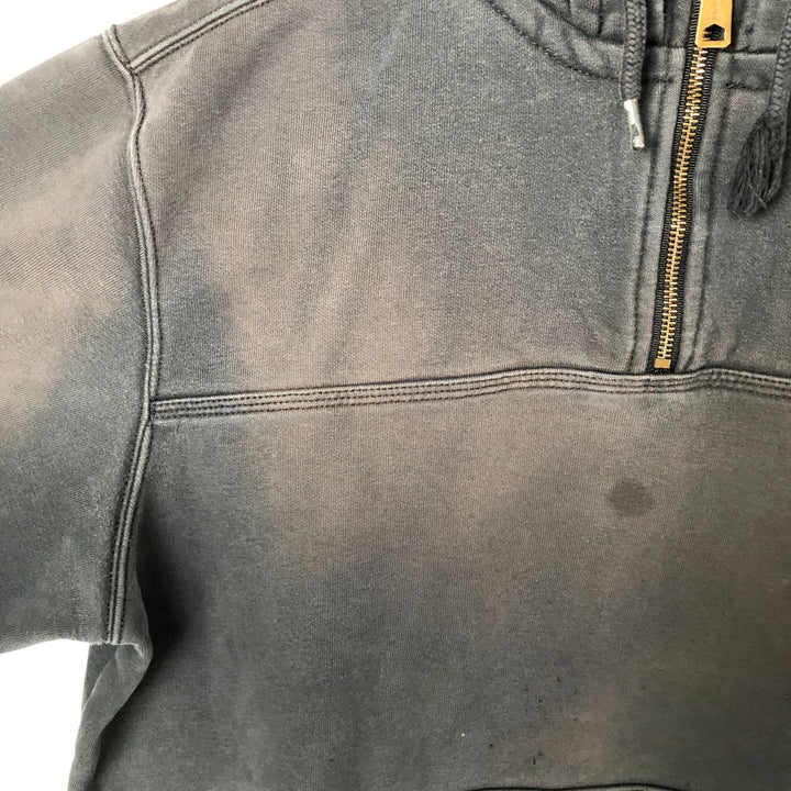 Carhartt ORIGINAL FIT sweatshirt half zip hoodie, men's size L cotton Charcoal Vintage Second Hand