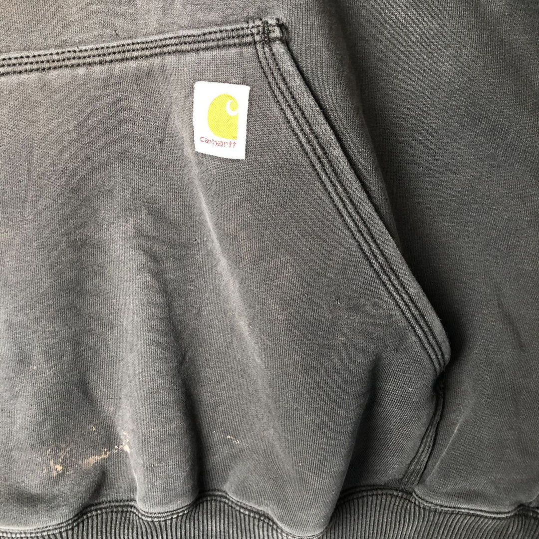 Carhartt ORIGINAL FIT sweatshirt half zip hoodie, men's size L cotton Charcoal Vintage Second Hand