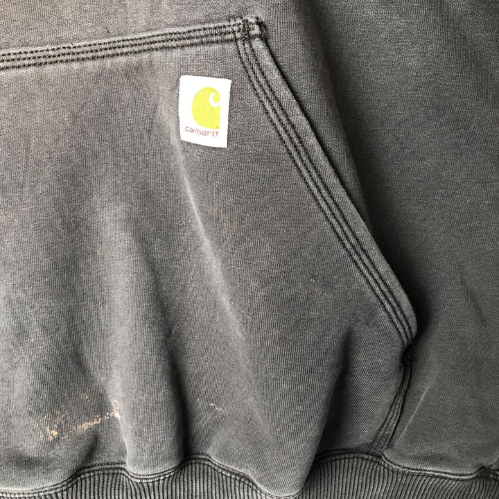 Carhartt ORIGINAL FIT sweatshirt half zip hoodie, men's size L cotton Charcoal Vintage Second Hand