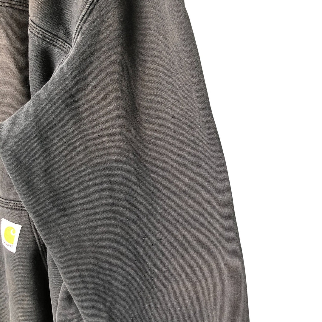 Carhartt ORIGINAL FIT sweatshirt half zip hoodie, men's size L cotton Charcoal Vintage Second Hand