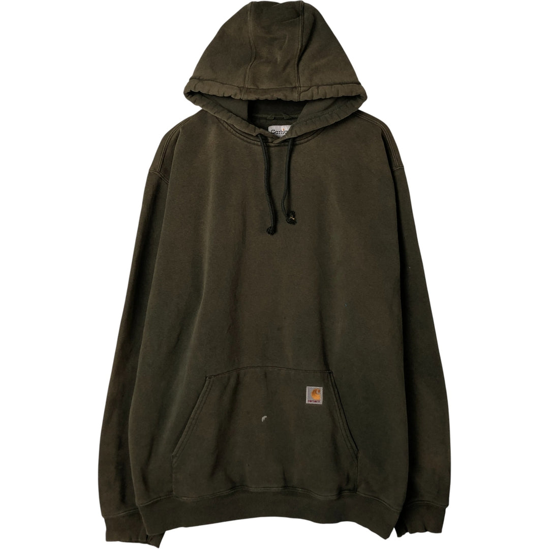 2000'S Carhartt sweatshirt pullover hoodie, men's size XL cotton Khaki type Vintage Second Hand