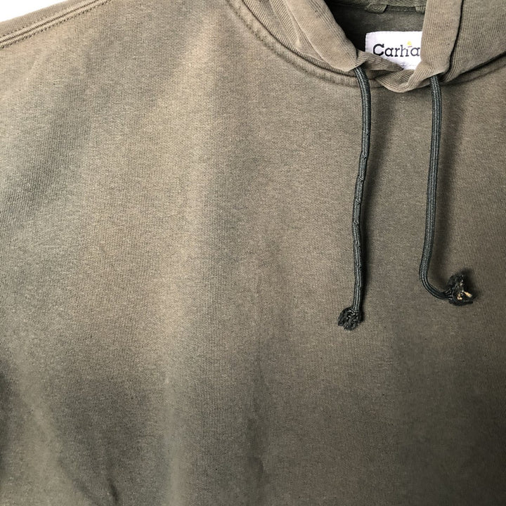 2000'S Carhartt sweatshirt pullover hoodie, men's size XL cotton Khaki type Vintage Second Hand