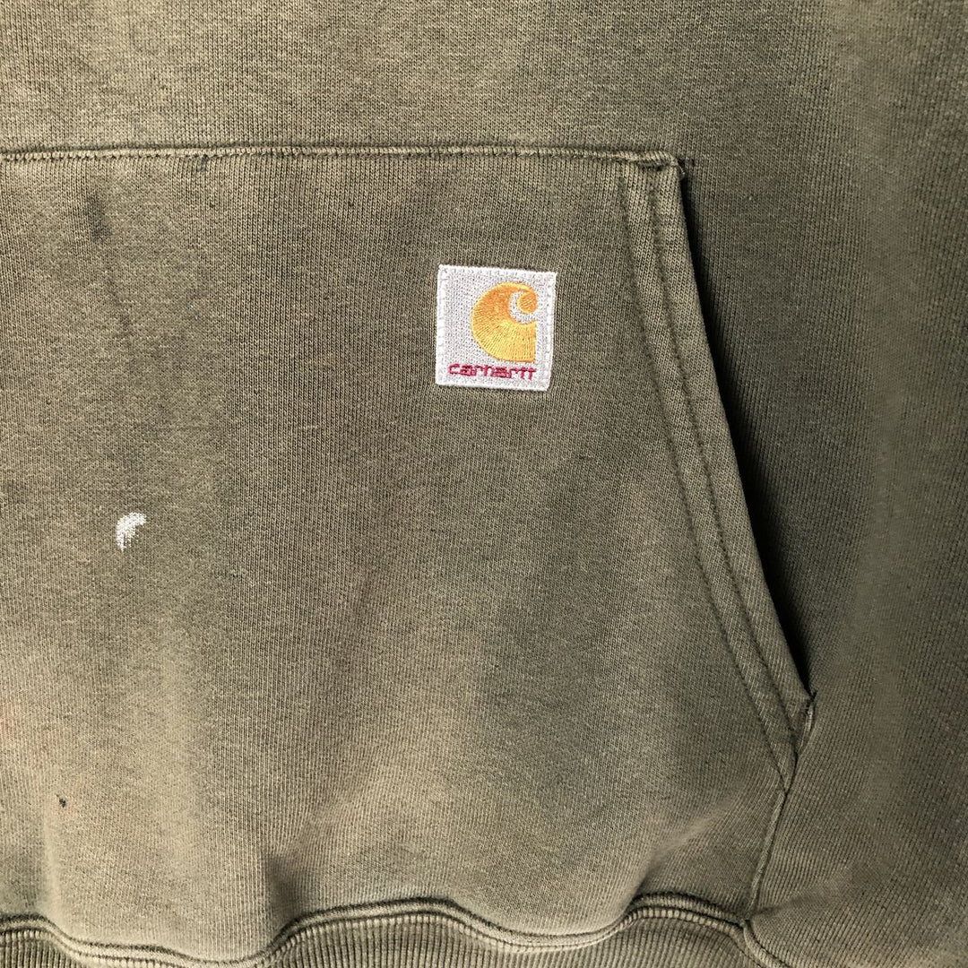2000'S Carhartt sweatshirt pullover hoodie, men's size XL cotton Khaki type Vintage Second Hand