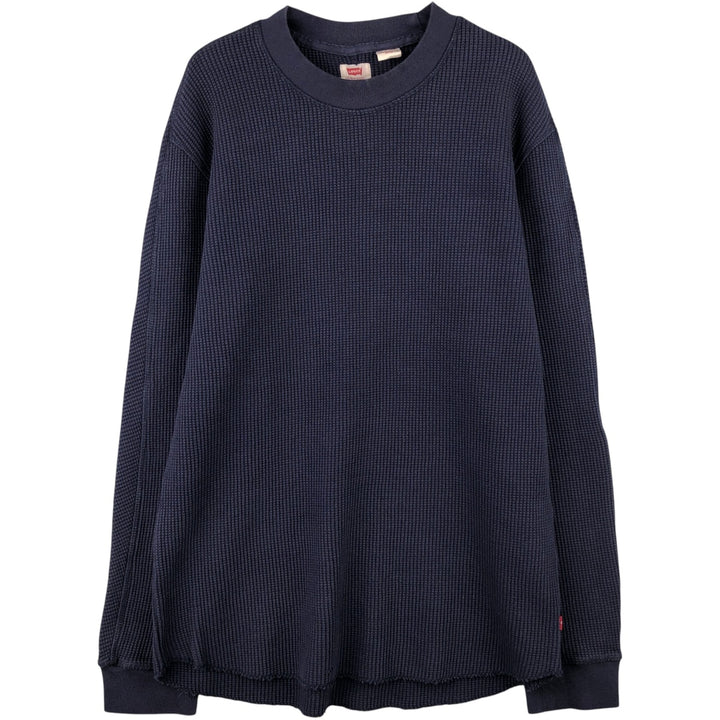 Levi's Relaxed Thermal Long T-Shirt, Waffle, Men's Size Small cotton navy blue type Vintage Second Hand
