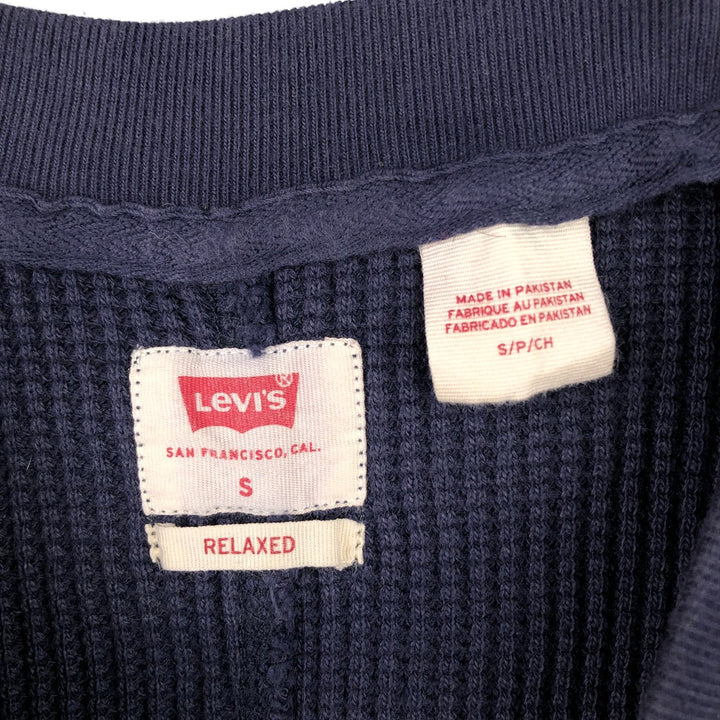 Levi's Relaxed Thermal Long T-Shirt, Waffle, Men's Size Small cotton navy blue type Vintage Second Hand