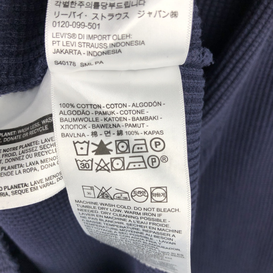 Levi's Relaxed Thermal Long T-Shirt, Waffle, Men's Size Small cotton navy blue type Vintage Second Hand