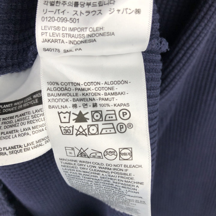 Levi's Relaxed Thermal Long T-Shirt, Waffle, Men's Size Small cotton navy blue type Vintage Second Hand