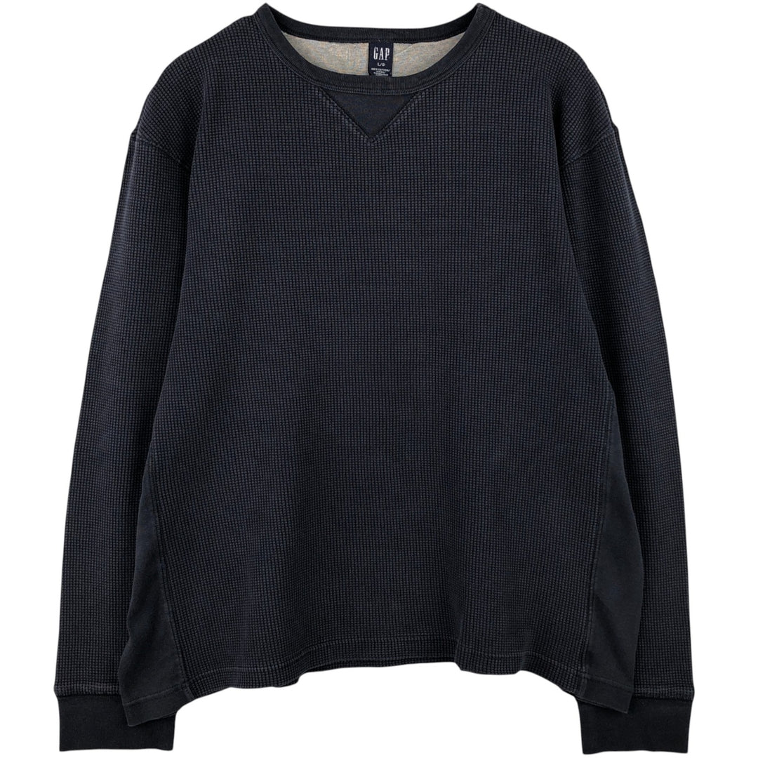 GAP Thermal Long T-Shirt, Waffle, Men's Size L cotton navy blue type Vintage Second Hand