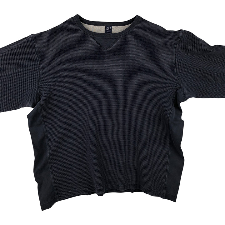GAP Thermal Long T-Shirt, Waffle, Men's Size L cotton navy blue type Vintage Second Hand