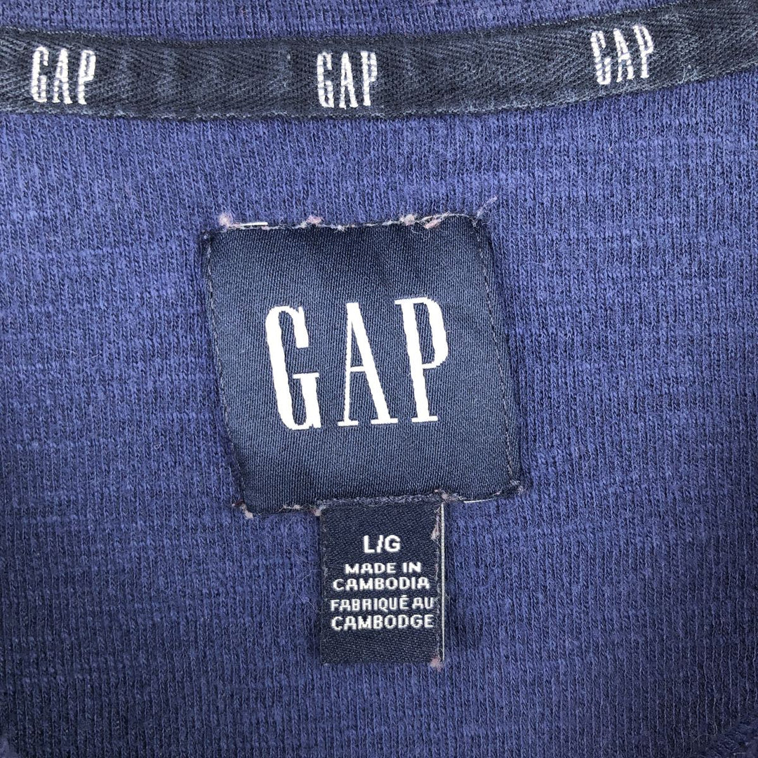 GAP Thermallon T-shirt, Honeycomb, Men's L size cotton navy blue type Vintage Second Hand