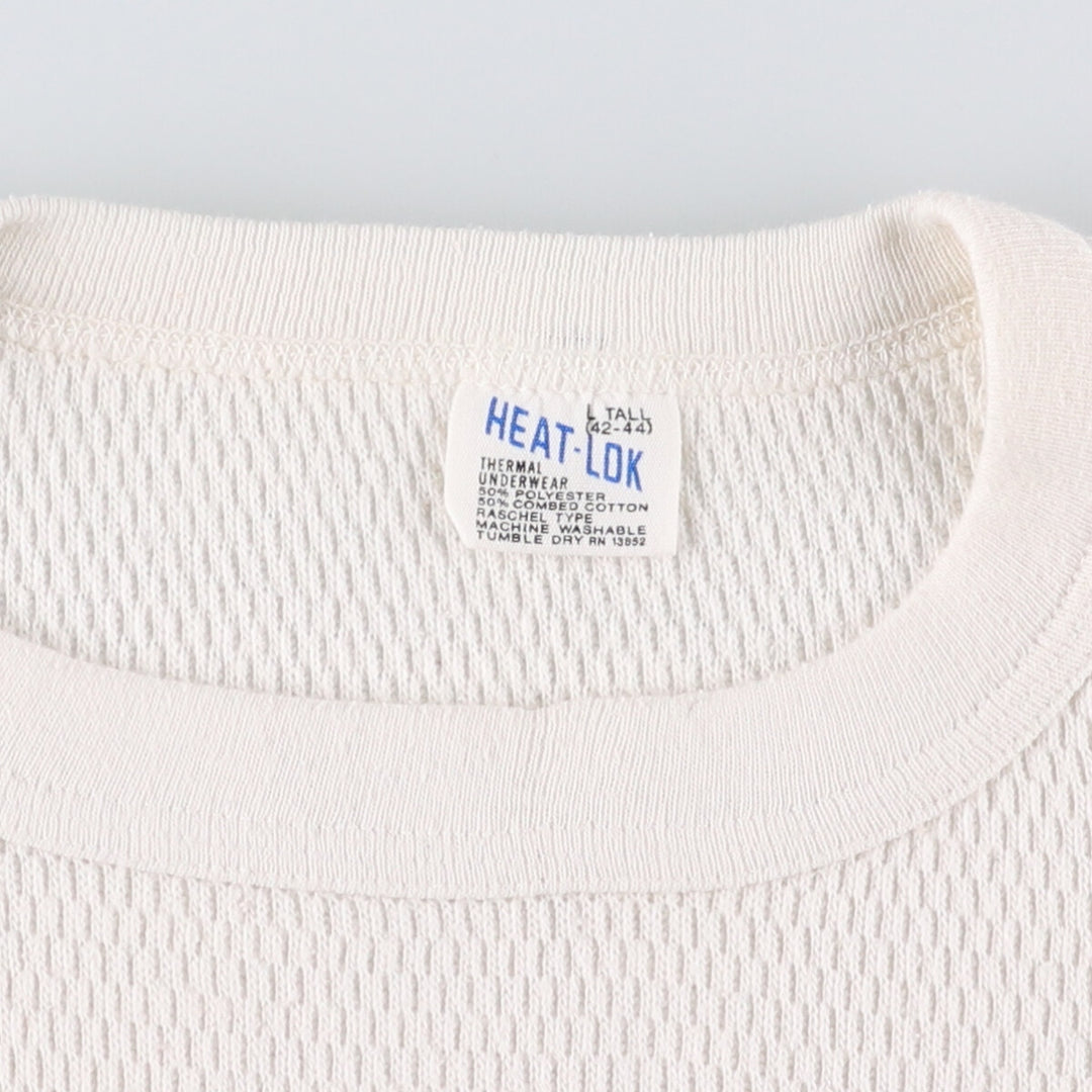 Vintage 1970'S HEAT-LOK Thermal Long Sleeve T-Shirt, Honeycomb, Men's Size L polyester white type Vintage Second Hand