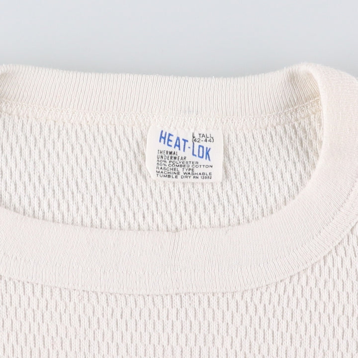 Vintage 1970'S HEAT-LOK Thermal Long Sleeve T-Shirt, Honeycomb, Men's Size L polyester white type Vintage Second Hand