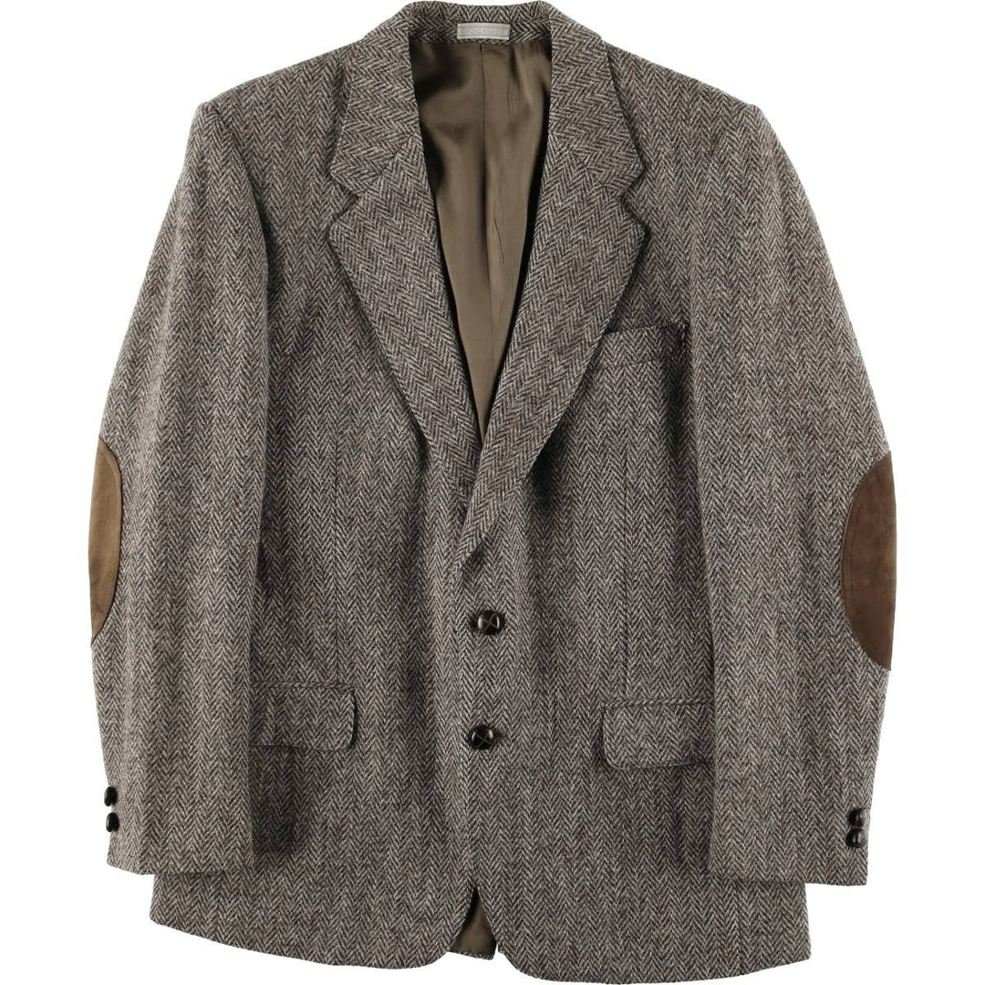 TIP TOP Leishman Harris Tweed Herringbone Wool Tailored Jacket, Made in Canada, Men's Size Medium wool gray type Vintage Second Hand