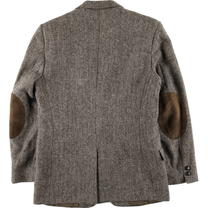 TIP TOP Leishman Harris Tweed Herringbone Wool Tailored Jacket, Made in Canada, Men's Size Medium wool gray type Vintage Second Hand