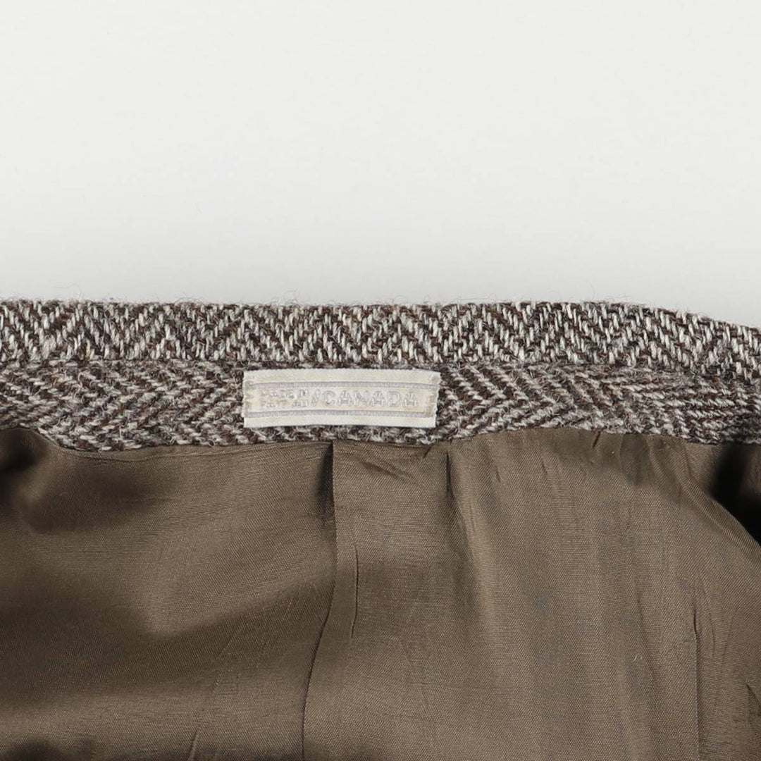 TIP TOP Leishman Harris Tweed Herringbone Wool Tailored Jacket, Made in Canada, Men's Size Medium wool gray type Vintage Second Hand