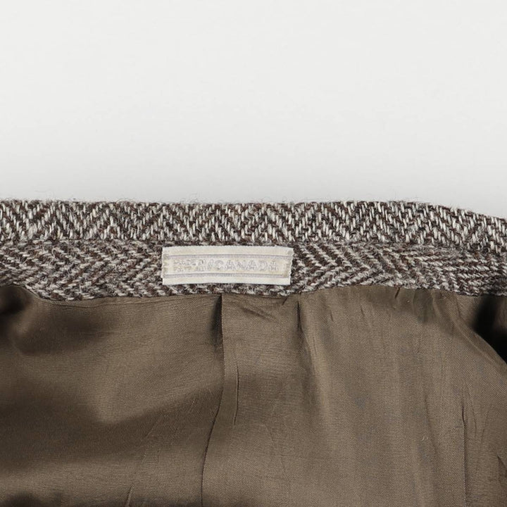 TIP TOP Leishman Harris Tweed Herringbone Wool Tailored Jacket, Made in Canada, Men's Size Medium wool gray type Vintage Second Hand