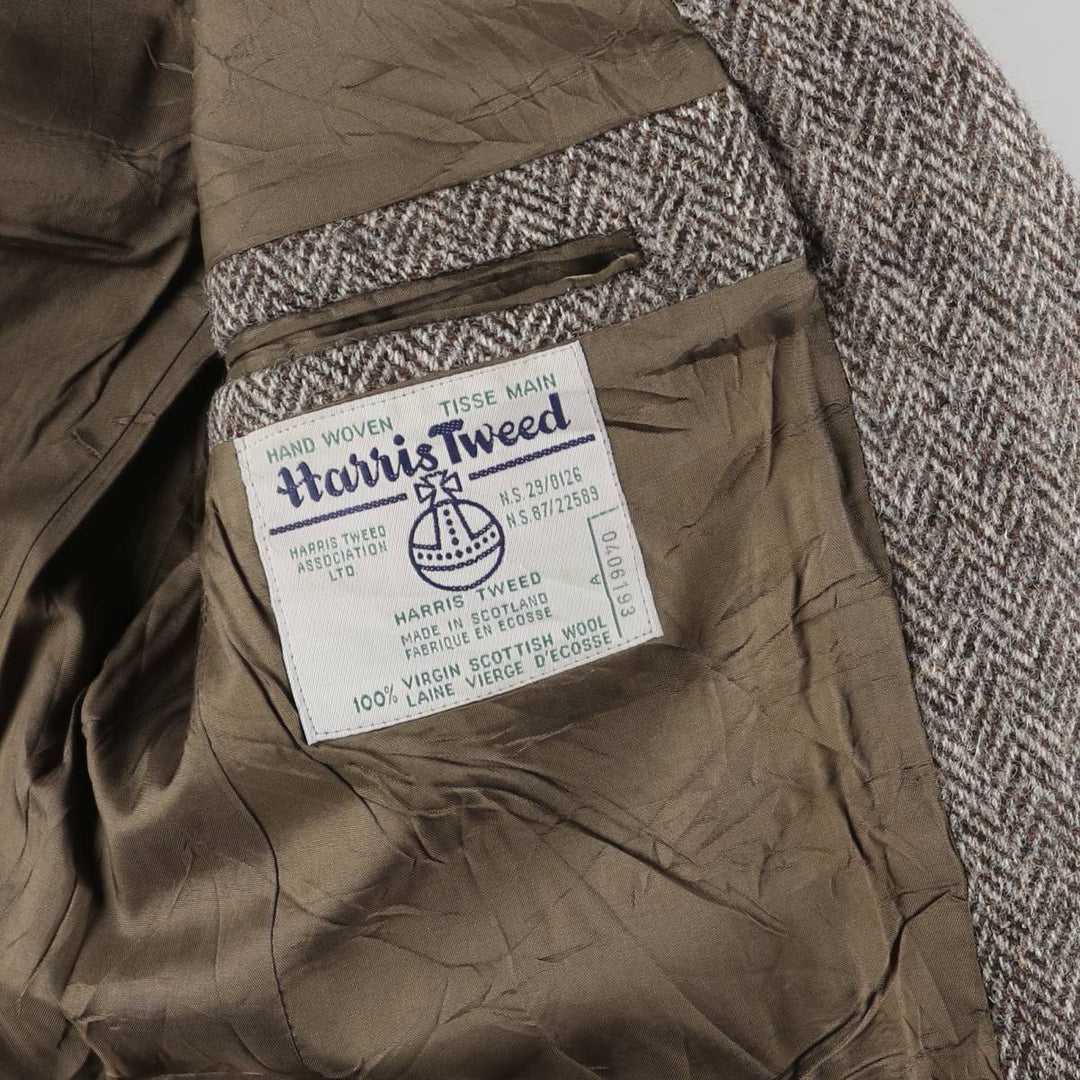 TIP TOP Leishman Harris Tweed Herringbone Wool Tailored Jacket, Made in Canada, Men's Size Medium wool gray type Vintage Second Hand