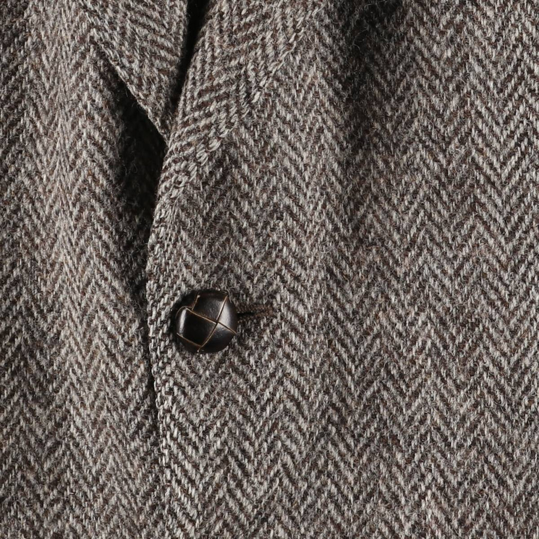 TIP TOP Leishman Harris Tweed Herringbone Wool Tailored Jacket, Made in Canada, Men's Size Medium wool gray type Vintage Second Hand