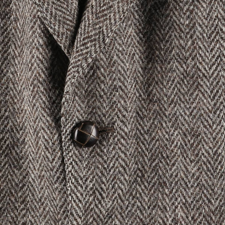 TIP TOP Leishman Harris Tweed Herringbone Wool Tailored Jacket, Made in Canada, Men's Size Medium wool gray type Vintage Second Hand