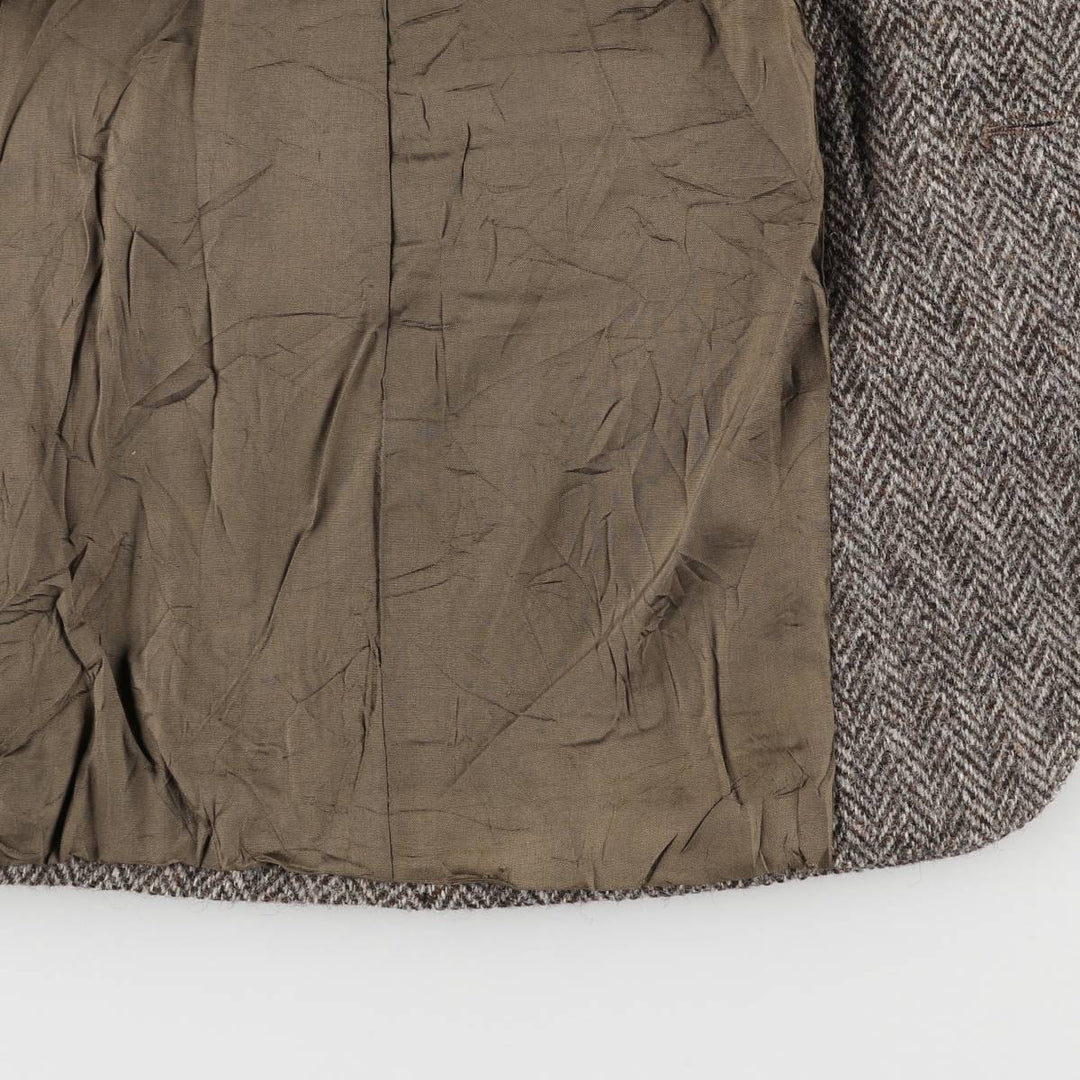 TIP TOP Leishman Harris Tweed Herringbone Wool Tailored Jacket, Made in Canada, Men's Size Medium wool gray type Vintage Second Hand