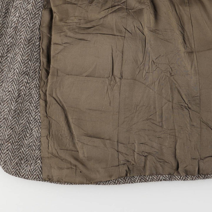 TIP TOP Leishman Harris Tweed Herringbone Wool Tailored Jacket, Made in Canada, Men's Size Medium wool gray type Vintage Second Hand