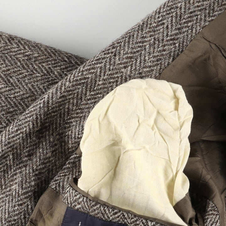 TIP TOP Leishman Harris Tweed Herringbone Wool Tailored Jacket, Made in Canada, Men's Size Medium wool gray type Vintage Second Hand