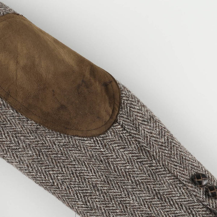 TIP TOP Leishman Harris Tweed Herringbone Wool Tailored Jacket, Made in Canada, Men's Size Medium wool gray type Vintage Second Hand