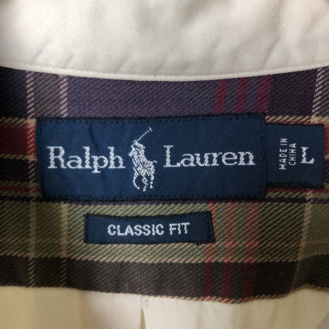 Ralph Lauren Classic Fit Long Sleeve Button Down Shirt, Men's Size L cotton pale white type Vintage Second Hand