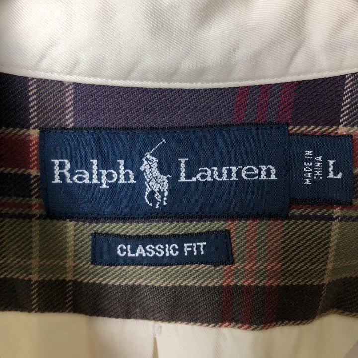 Ralph Lauren Classic Fit Long Sleeve Button Down Shirt, Men's Size L cotton pale white type Vintage Second Hand