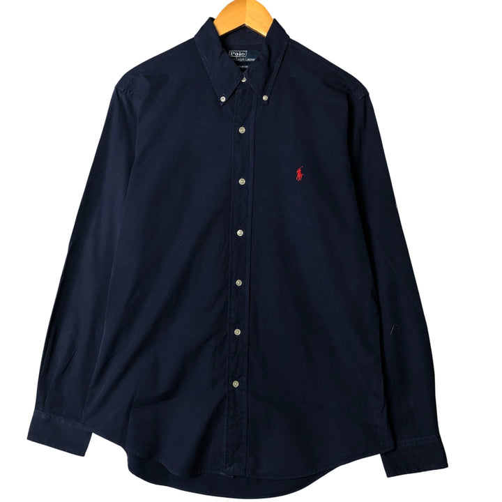 Ralph Lauren POLO by Ralph Lauren CUSTOM FIT long-sleeved button-down shirt, men's size M cotton navy blue type Vintage Second Hand
