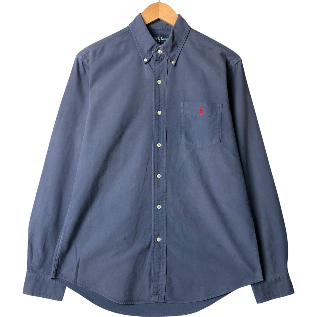 Ralph Lauren POLO by Ralph Lauren CUSTOM FIT long-sleeved button-down shirt, men's size M cotton blue type Vintage Second Hand