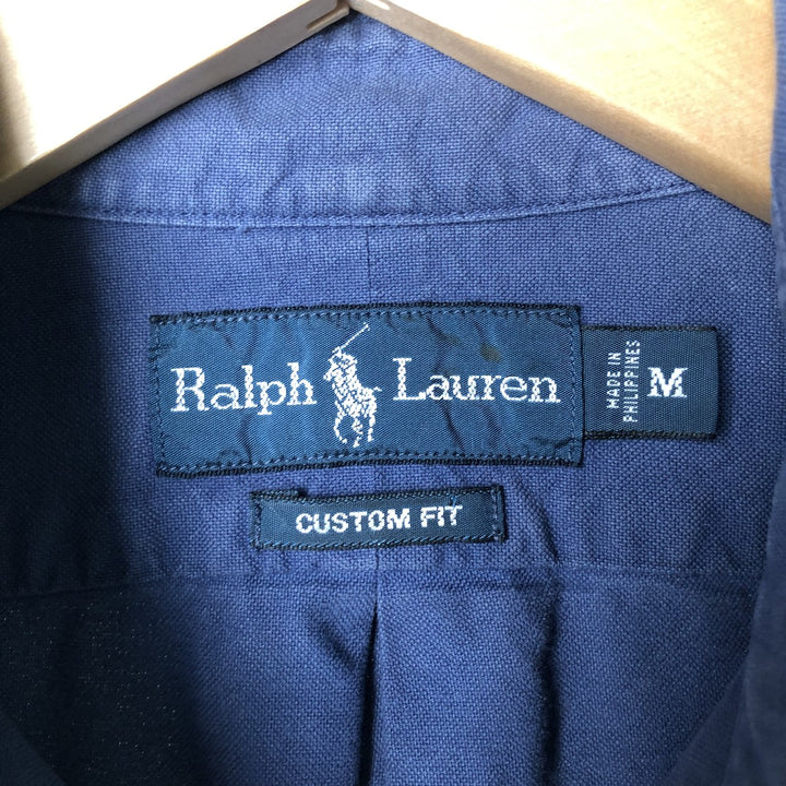 Ralph Lauren POLO by Ralph Lauren CUSTOM FIT long-sleeved button-down shirt, men's size M cotton blue type Vintage Second Hand