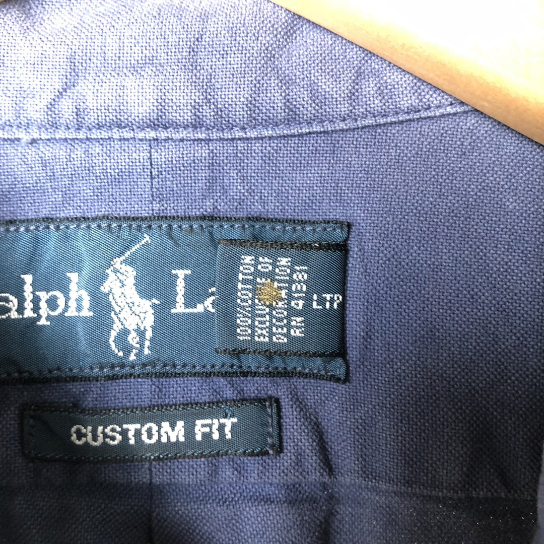 Ralph Lauren POLO by Ralph Lauren CUSTOM FIT long-sleeved button-down shirt, men's size M cotton blue type Vintage Second Hand