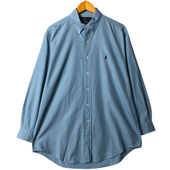 Ralph Lauren YARMOUTH long sleeve button down shirt, men's size L cotton Blue type light blue Vintage Second Hand