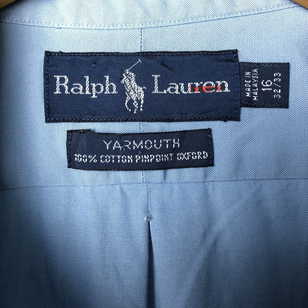 Ralph Lauren YARMOUTH long sleeve button down shirt, men's size L cotton Blue type light blue Vintage Second Hand