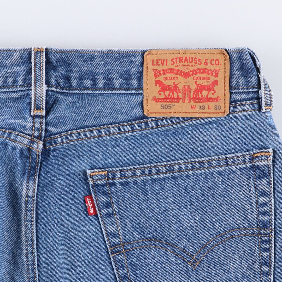 Levi's 505 tapered denim pants for men, size W34 cotton blue type Vintage Second Hand