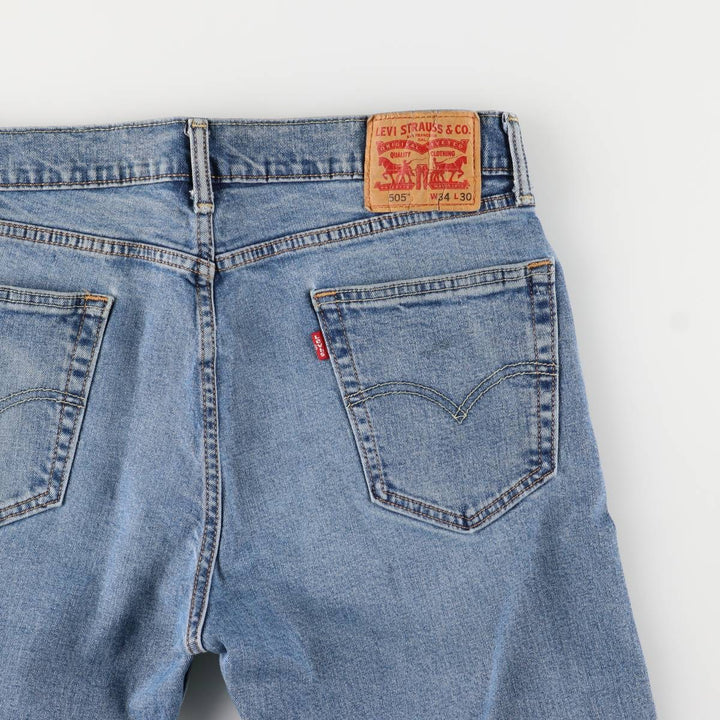 Levi's 505 tapered denim pants for men, size W34 cotton blue type Vintage Second Hand