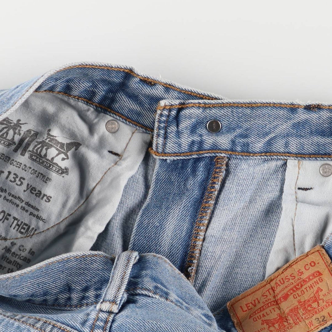 Levi's 505 tapered denim pants for men, size W34 cotton blue type Vintage Second Hand