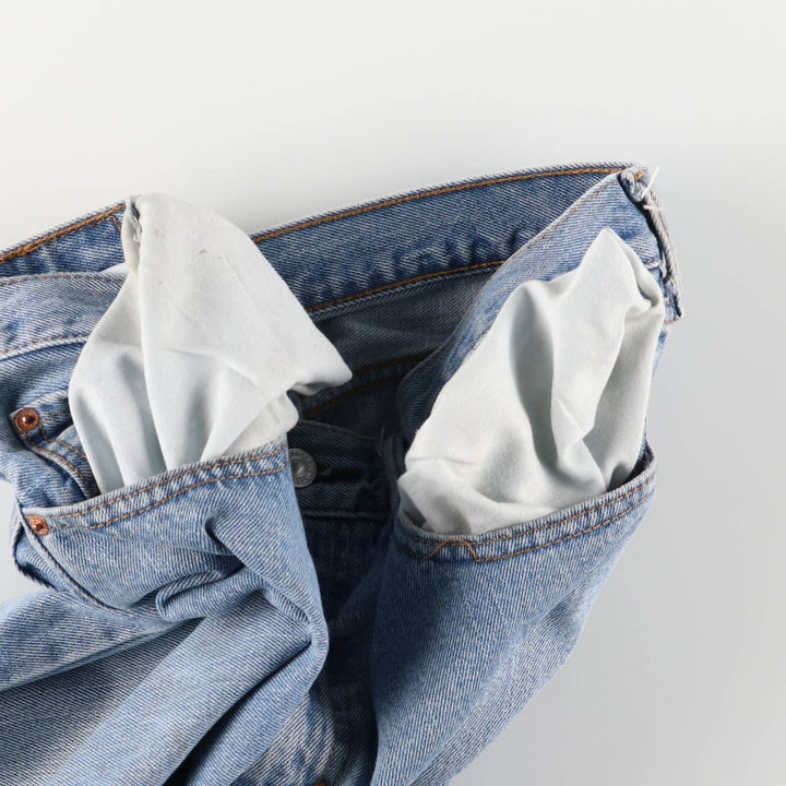 Levi's 505 tapered denim pants for men, size W34 cotton blue type Vintage Second Hand
