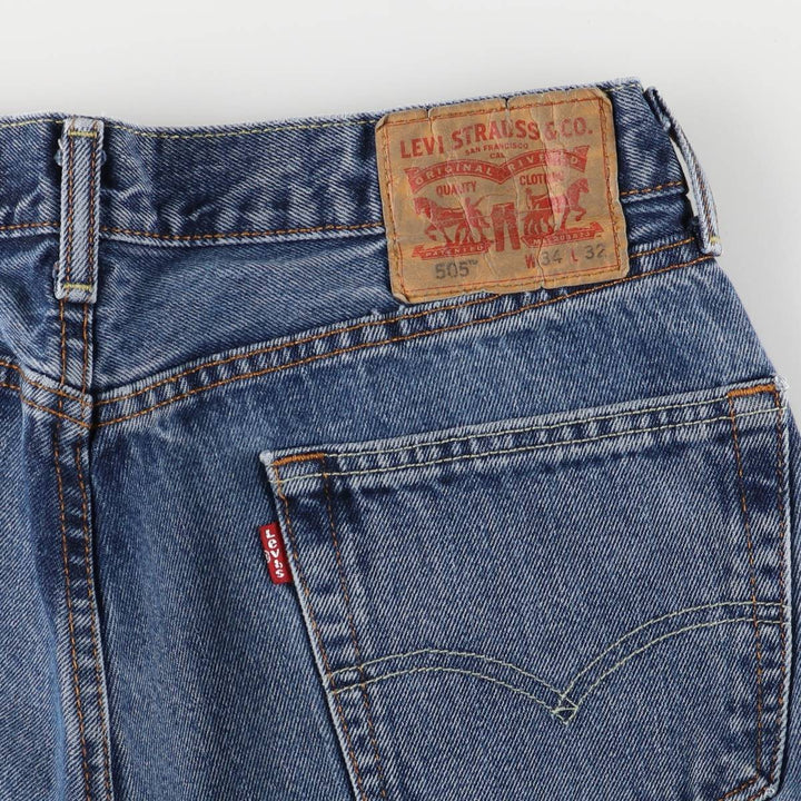 Levi's 505 tapered denim pants for men, size W34 cotton blue type Vintage Second Hand