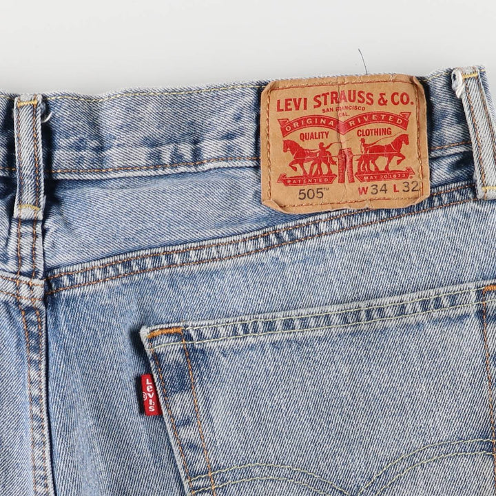Levi's 505 tapered denim pants for men, size W34 cotton blue type Vintage Second Hand