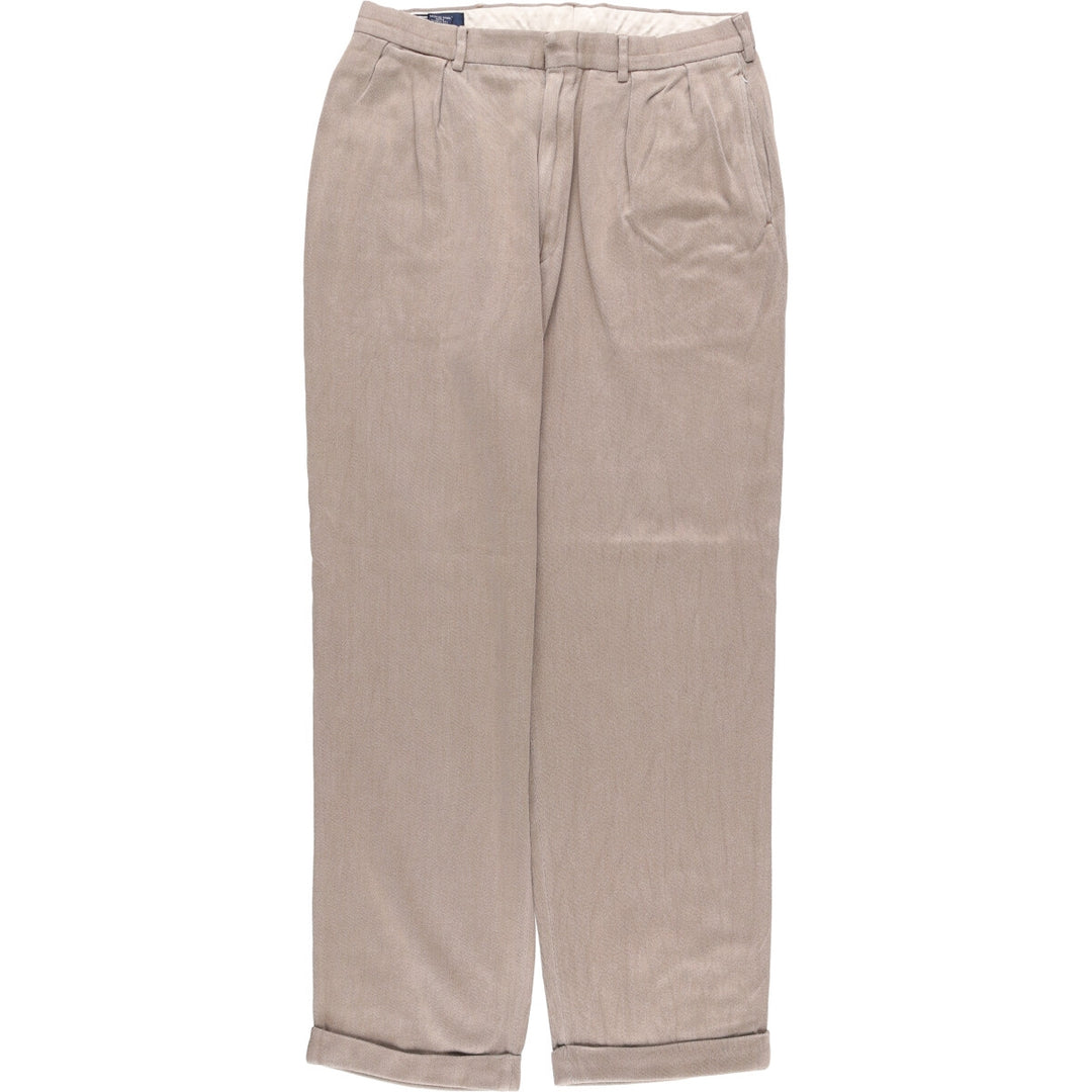 Ralph Lauren POLO by Ralph Lauren Men's Two-Pleated Cotton Slacks, Size W31 cotton beige type brown Vintage Second Hand