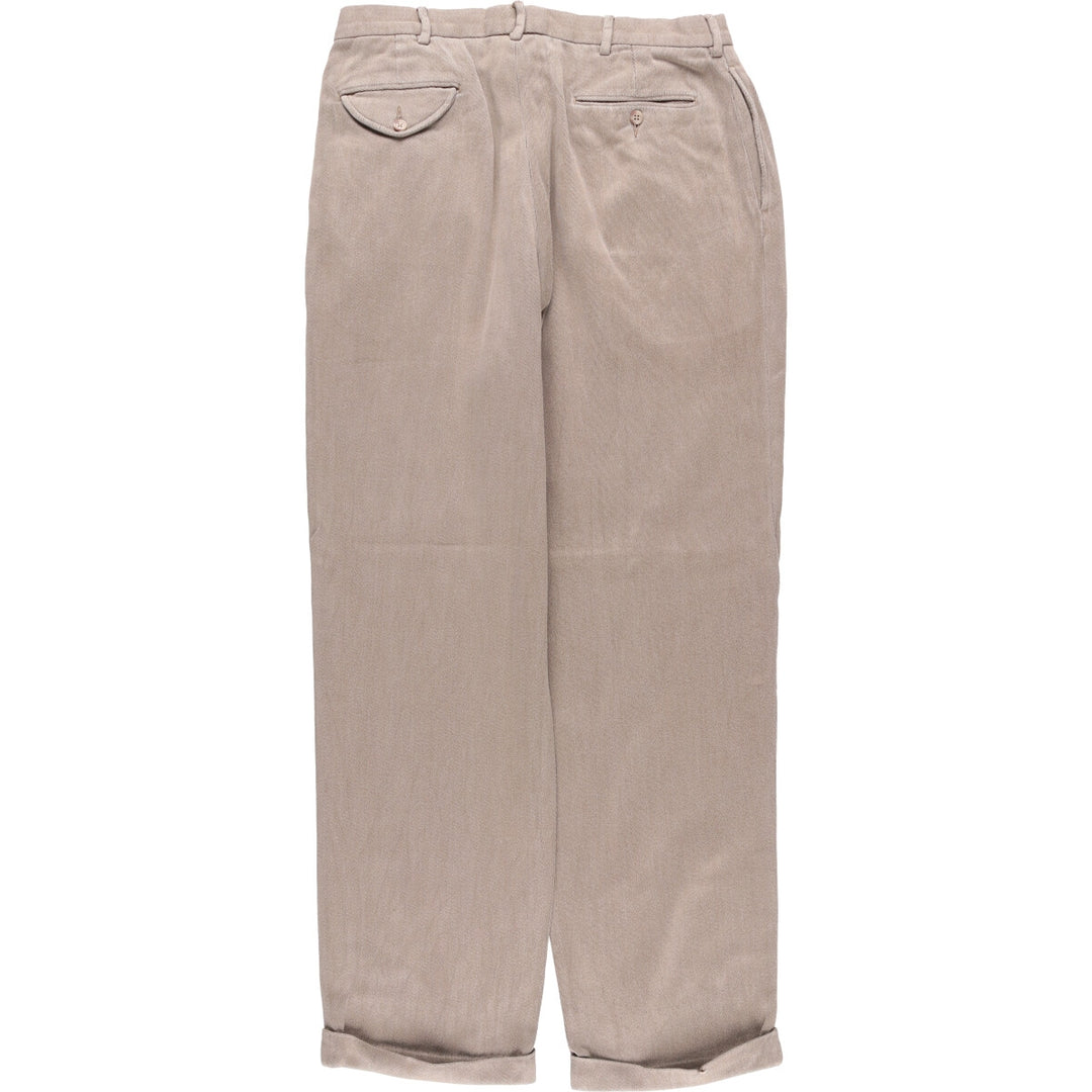 Ralph Lauren POLO by Ralph Lauren Men's Two-Pleated Cotton Slacks, Size W31 cotton beige type brown Vintage Second Hand
