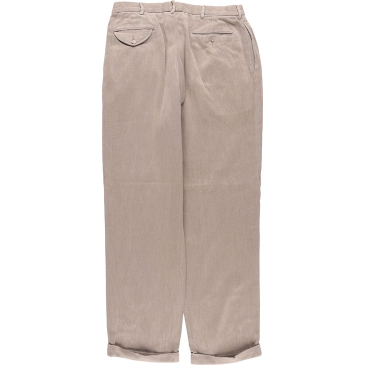 Ralph Lauren POLO by Ralph Lauren Men's Two-Pleated Cotton Slacks, Size W31 cotton beige type brown Vintage Second Hand