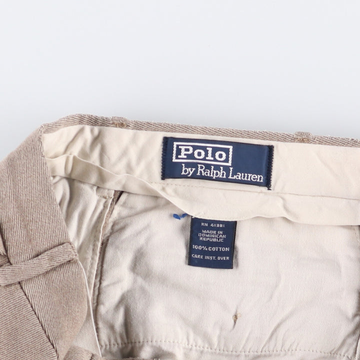 Ralph Lauren POLO by Ralph Lauren Men's Two-Pleated Cotton Slacks, Size W31 cotton beige type brown Vintage Second Hand